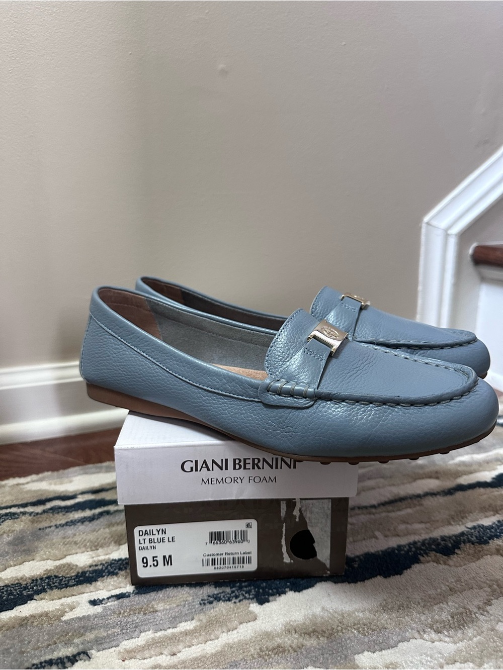 Giani Bernini Light Blue Leather Penny Loafers